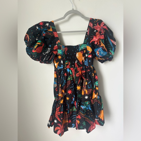 Farm Rio Zodiac Cotton Puff Sleeve Mini Dress - Picture 4 of 4